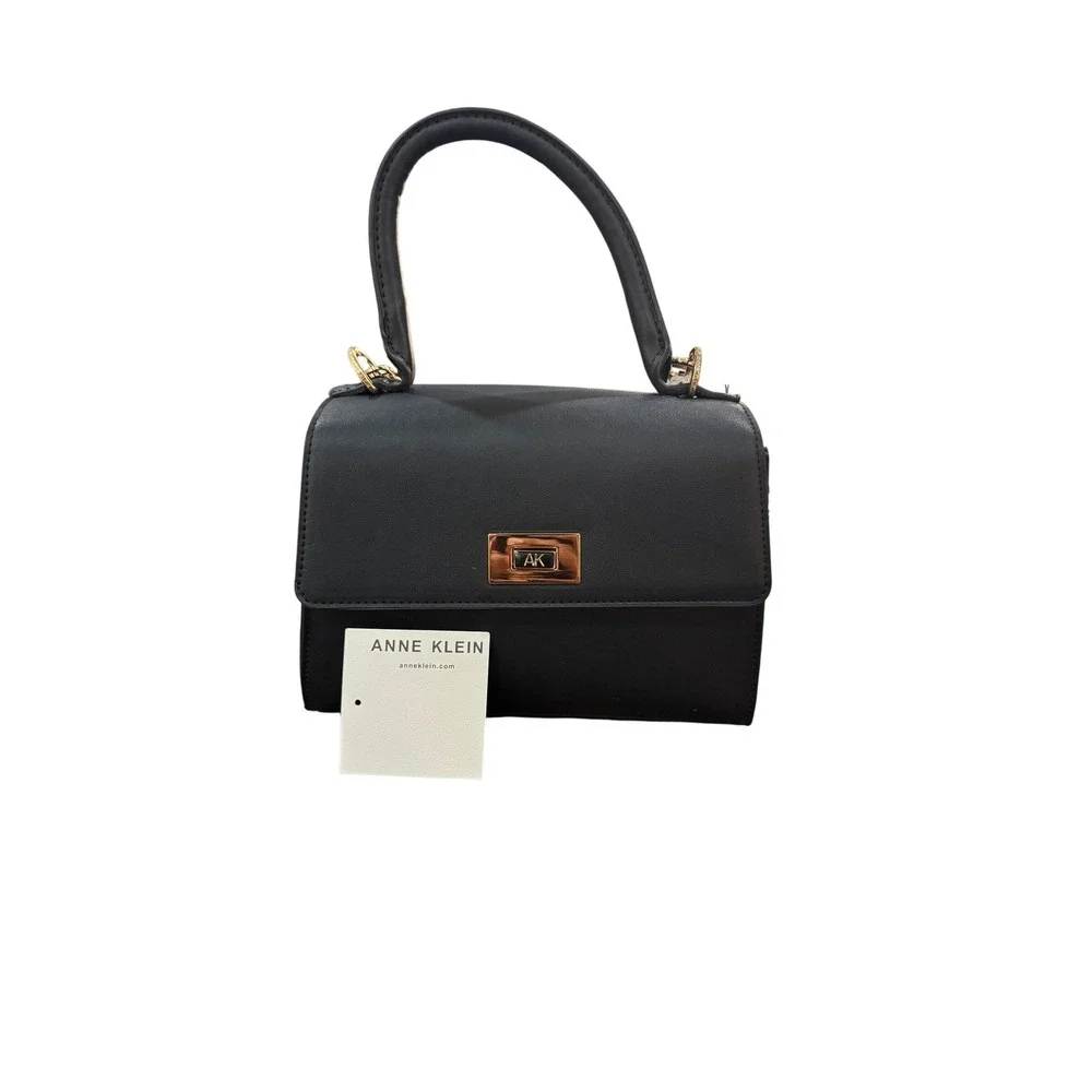 nwt Anne Klein Mini Flap Top Handle Crossbody‎ Handbag With Enamel Turn Lock